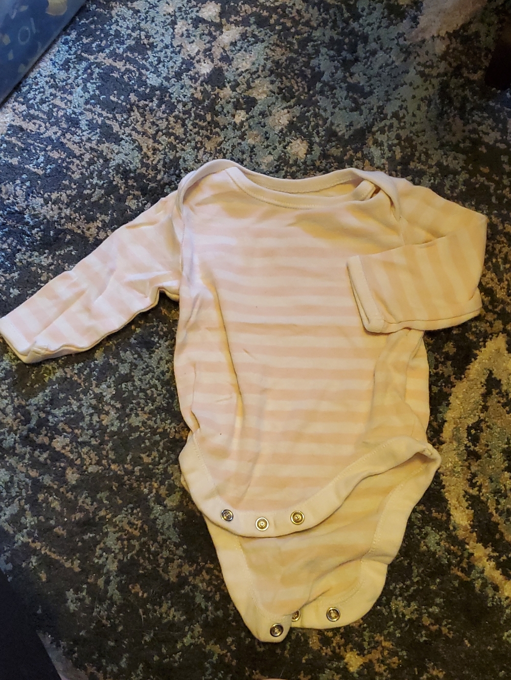 Old Navy Long-Sleeve Striped One-Piece Bodysuit in Light Pink and White